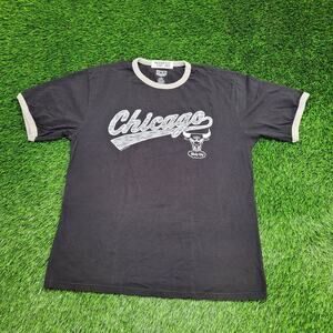 Majestic Chicago-Bulls Ringer Shirt XL 23x29 Black
